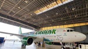 Pesawat livery baru Citilink. (Muhammad Lugas Pribady/detikTravel)